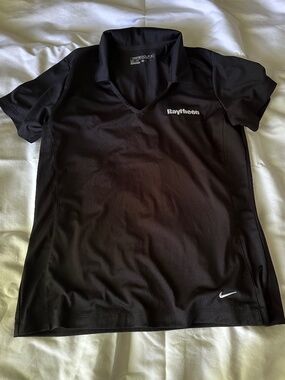 Raytheon RTX Nike Dri Fit Golf Womens L Large Polo Shirt Black